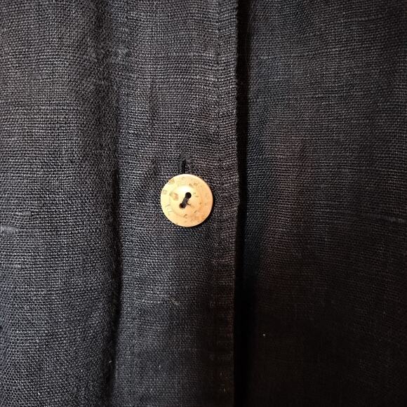 Blue Cactus Linen Button Up Shirt Hand-Painted Funky Art to Wear - Picture 9 of 12